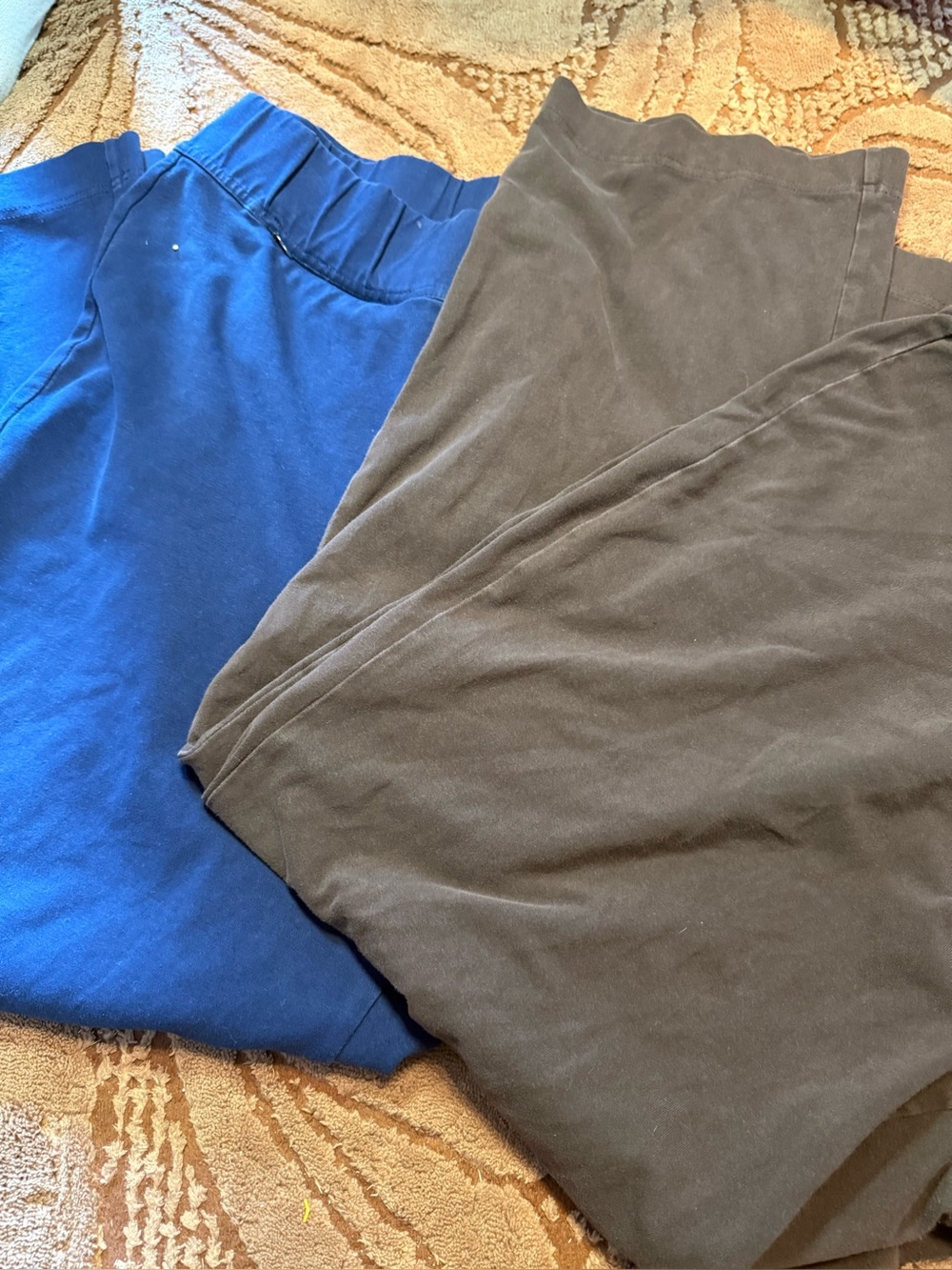SIZE 3X LOT Lands End Starfish Navy Blue/BrownSlim Straight Leg Knit Pants